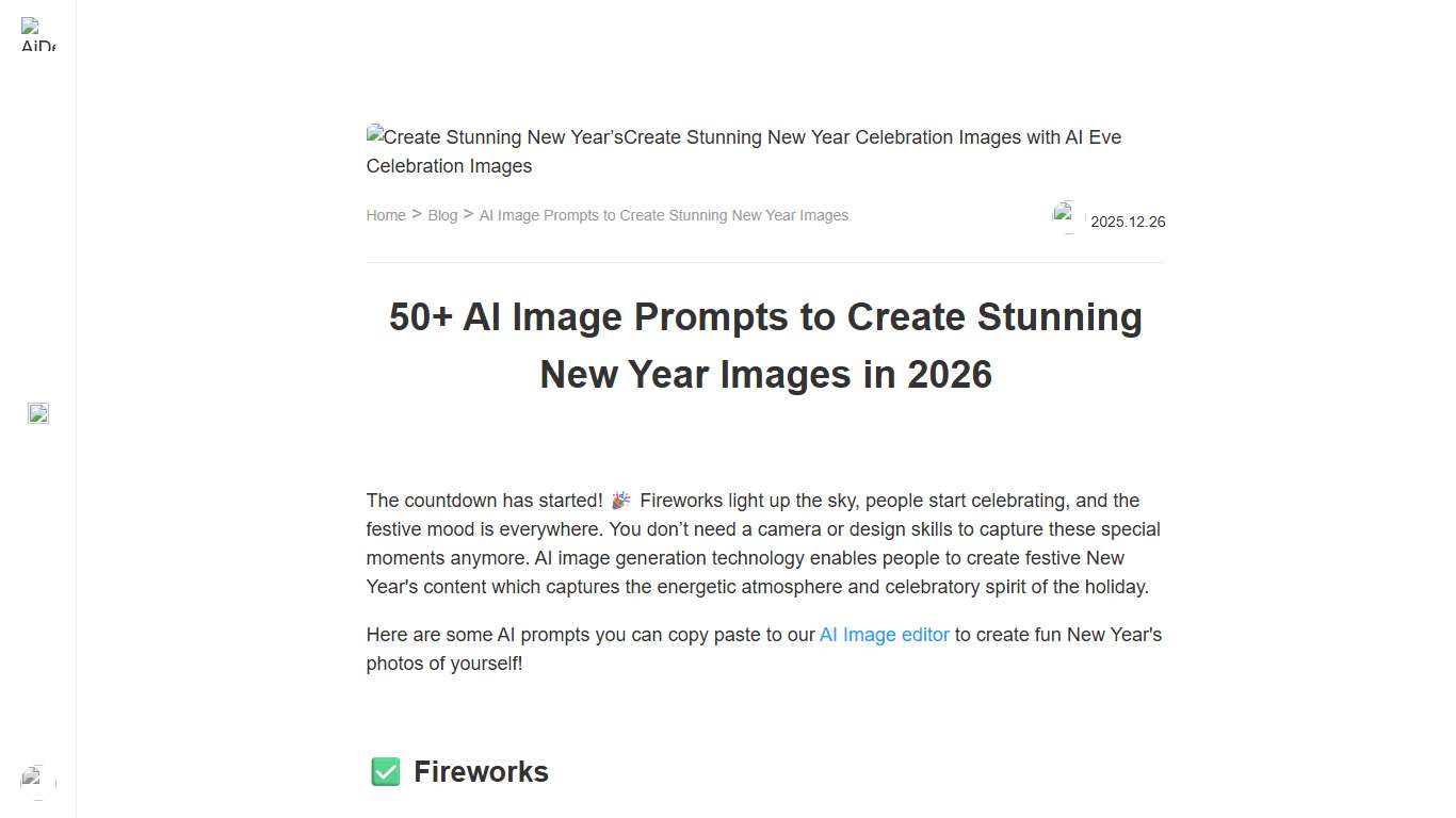 50+ AI Image Prompts to Create Stunning New Year Images in 2026 - LogoAI
